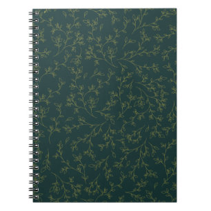 Gouden lijn kunst botanisch wijnstokpatroon op don notitieboek