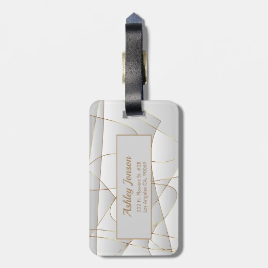 Gouden lijnen op Satijn Bagagelabel (Achterkant verticaal)