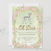gouden lijst bloem hert baby shower kaart (Voorkant)