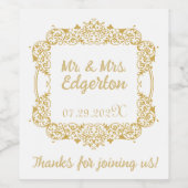  gouden Lijst bruiloft gepersonaliseerd Wijn Etiket (Enkel label)