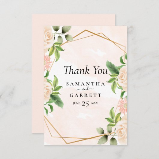 Gouden Lijst en Rozen Bedankkaart (Voorkant / Achterkant)