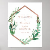 Gouden lijst Eucalyptus babyshower welkomstbord Poster (Voorkant)