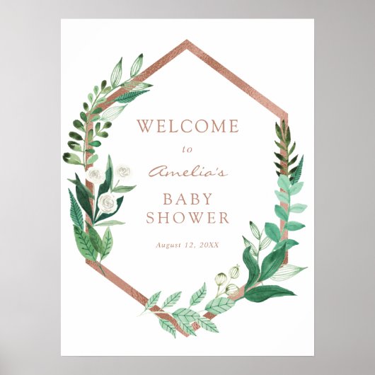 Gouden lijst Eucalyptus babyshower welkomstbord Poster (Voorkant)