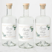 Gouden lijst groen eucalyptusbladeren likeurfles etiket (Flessen)