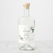 Gouden lijst groenblijvende eucalyptusbladeren  likeurfles etiket (Voorkant)