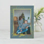 Gouden lijst Kerstfoto Vakantie Kaart (Staand voorkant)