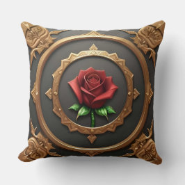 Gouden Lijst met rode roos Kussen