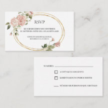 Gouden lijst met rozen quinceañera RSVP-kaart