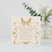 Gouden Lijst met Wings Invitation Kaart (Staand voorkant)