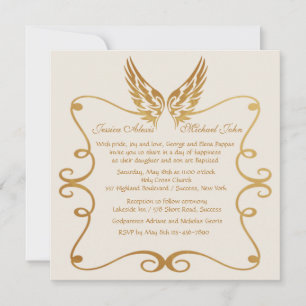 Gouden Lijst met Wings Invitation Kaart