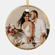 Gouden lijst onze eerste kerst Mr & Mrs foto