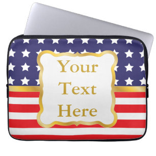 Gouden lijst op patriottische achtergrond laptop sleeve