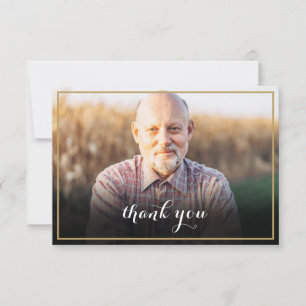 Gouden lijst rouwfoto elegante script gedicht bedankkaart