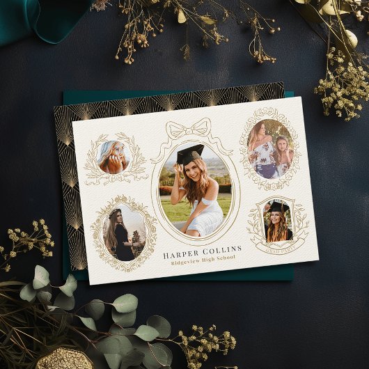 Gouden Lijsten & Botanische Accents Cream Afstuder Kaart