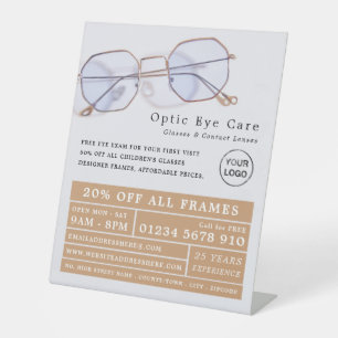 Gouden Lijsten, Opticien, Technisch Beoefenaar Reclamebord Met Voetstuk