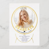 Gouden lijsten sieraden geïnspireerd wit afstudere folie uitnodiging (Voorkant)