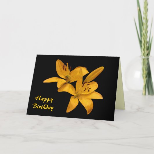 Gouden Lilies Birthday Kaart (Voorkant)