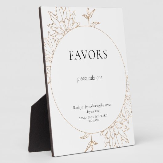 Gouden Lineart Floral Favors tafel Fotoplaat (Zijkant)