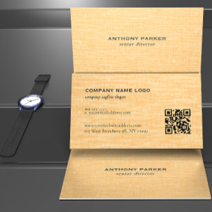 Gouden linnen textuur met subtiele witte glans visitekaartje