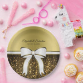 Gouden lint en Sparkles Elegant Glam Bruiloft Papieren Bordje (Feest)