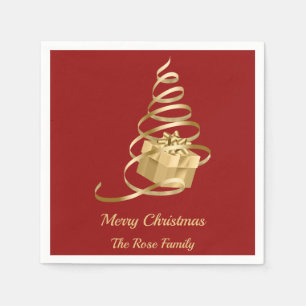Gouden lint kerstboom Cadeau Servet