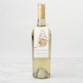 Gouden lint kerstcadeau fleshanger Labels (Op fles)