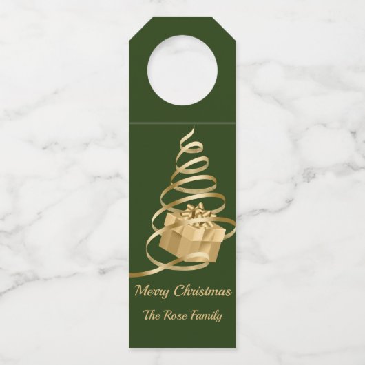 Gouden lint kerstcadeau fleshanger Labels (Voorkant)