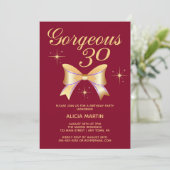 Gouden lint meisje prachtig 30 bordeaux verjaardag kaart (Staand voorkant)