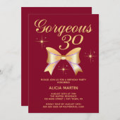 Gouden lint meisje prachtig 30 bordeaux verjaardag kaart (Voorkant / Achterkant)