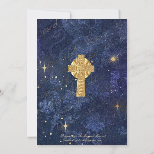 Gouden lint met gouden Keltisch kruis Kaart (Achterkant)