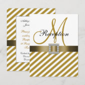 Gouden lint met strepen lint huwelijksontvangst ui kaart (Voorkant / Achterkant)