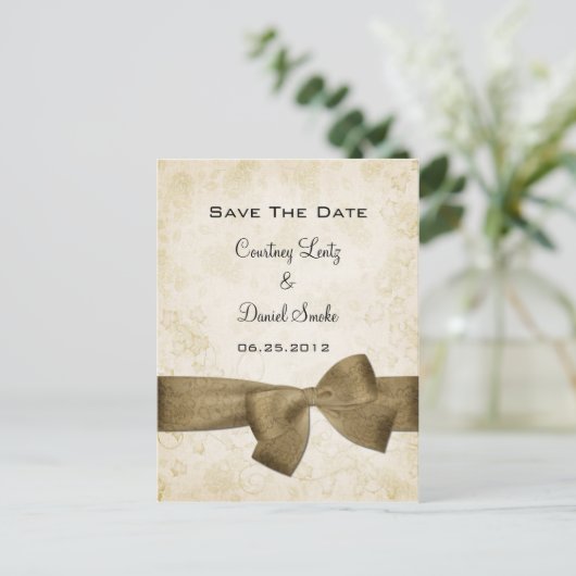 Gouden lint Sla de datum op Aankondigingskaart (Staand voorkant)