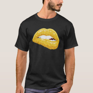 Gouden lippen bijtende lippenstift make-up trui ho t-shirt