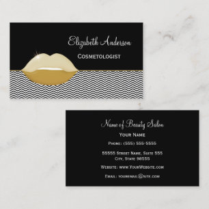 Gouden Lippen Cosmetologist Salon Visitekaartje
