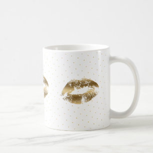 Gouden Lippen Kiss & Gouden Stippen Patroon Koffiemok
