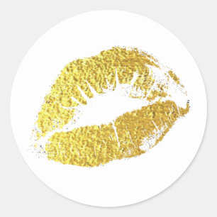 gouden lippen . mond . ronde sticker