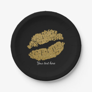 Gouden Lippen Nep Glans Kus Schoonheid Make-up Fee Papieren Bordje
