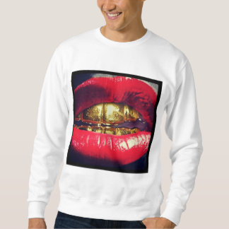 gouden lippen trui