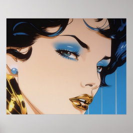 Gouden Lipstick airbrush schilderen Poster