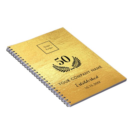 Gouden logo bedrijfsjaren van dienst notitieboek (Rechterzijde)