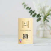 Gouden logo fotoboog Qr code social media Visitekaartje (Staand voorkant)