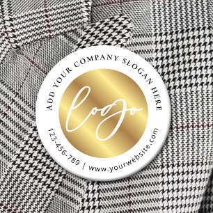 Gouden Logo Zakelijk Bedrijfs Promotioneel Gebrand Ronde Button 5,7 Cm
