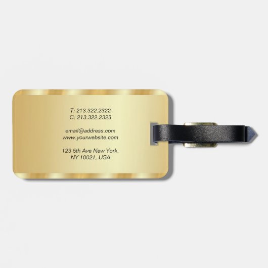 Gouden look aangepaste Sjabloon handgeschreven scr Bagagelabel (Achterkant horizontaal)