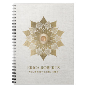 Gouden Lotus Bloem Mandala Yoga Klasse Linnen Notitieboek