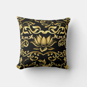 Gouden Lotus & Bloemen Patroon 2508 Kussen