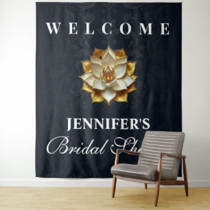 Gouden Lotus Bruidsdouche Welkom Achtergrond Wandkleed