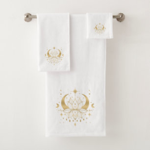 Gouden Lotus & Halve Maan Bad Handdoek