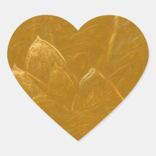 Gouden Lotus Hart : Gouden Blad in reliëf Sticker