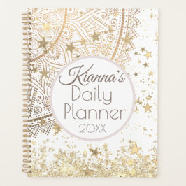Gouden Lotus Mandala met Gold Stars Daily Planner