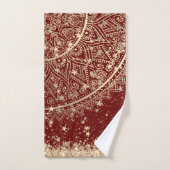 Gouden Lotus Mandala met gouden sterren op rood Bad Handdoek (Handdoek)